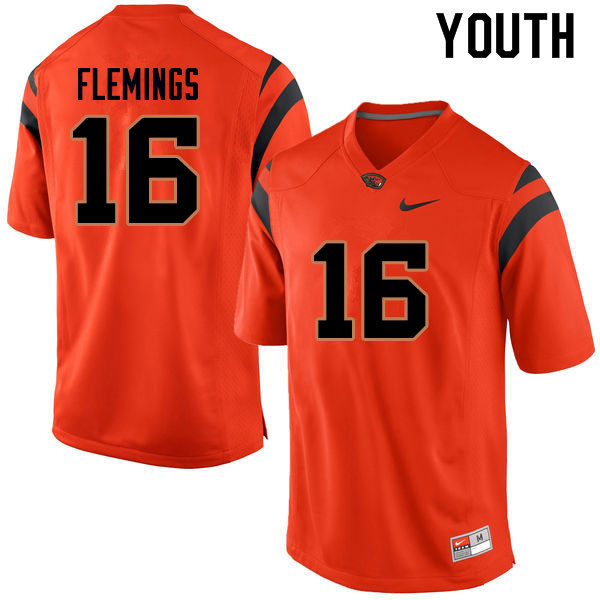 Youth #16 Champ Flemings Oregon State Beavers College Football Jerseys Sale-Orange - Click Image to Close